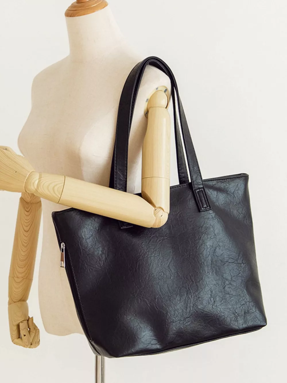 Classic PU Leather Tote Handbag, image 2