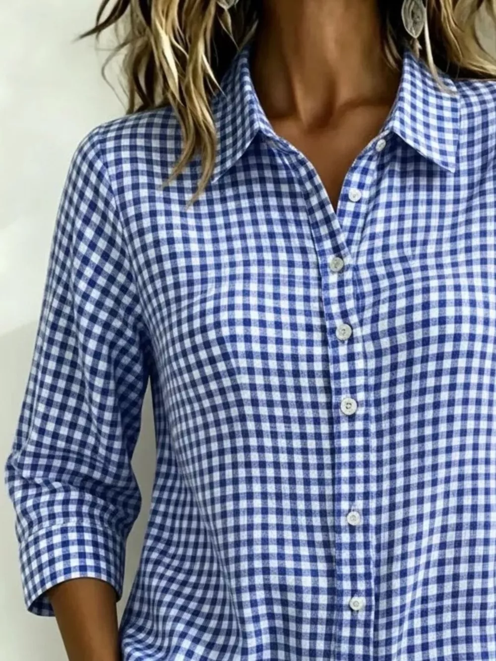 Full Size Plaid Collared Neck Button Up Shirt Plus Size, image 2