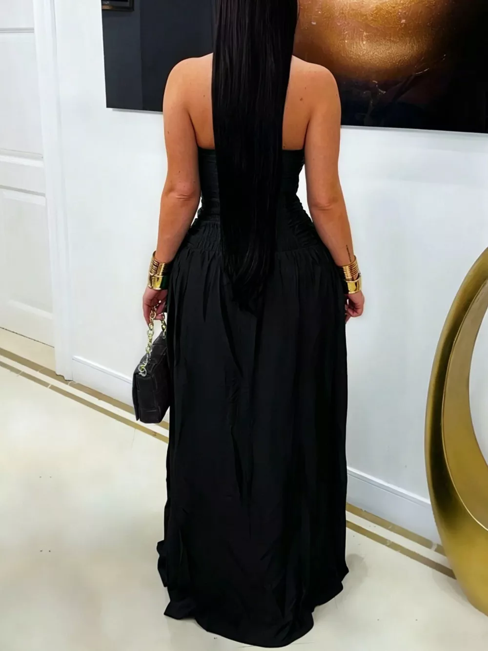 Halter Neck Cut-Out Maxi Dress with Front Slit, image 2
