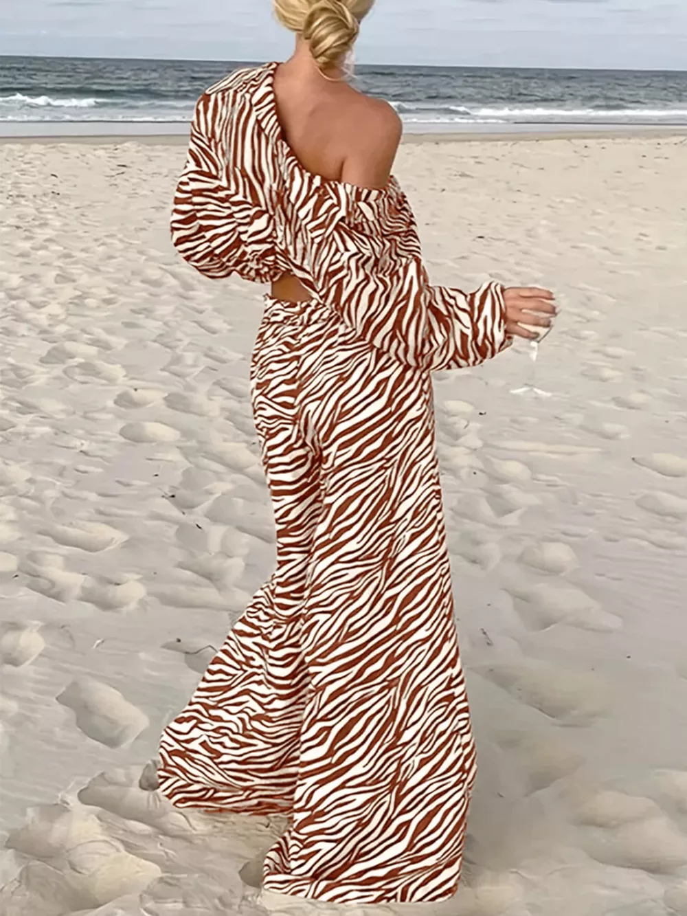 Zebra Print Relaxed Fit Top and Pants Two-Piece Set, image 3