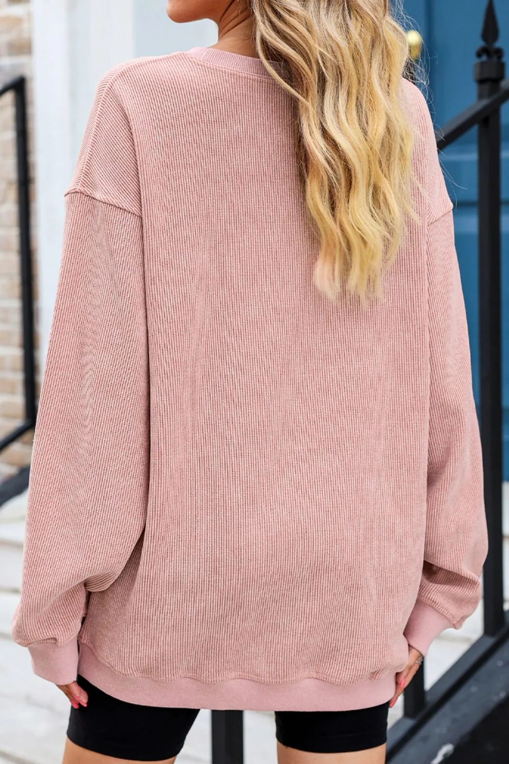 Heart Round Neck Dropped Shoulder Sweatshirt, image 4