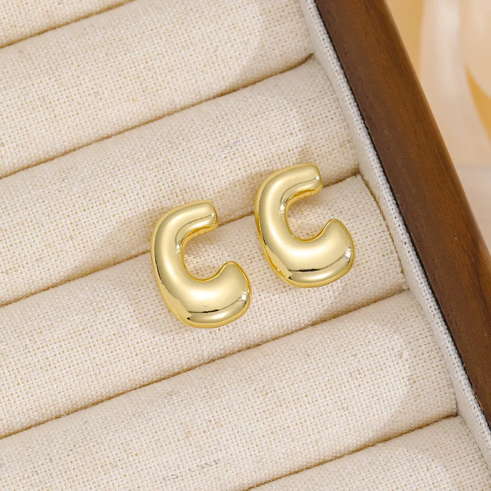 18K Gold-Plated Bubble Letter Stud Earrings, image 8