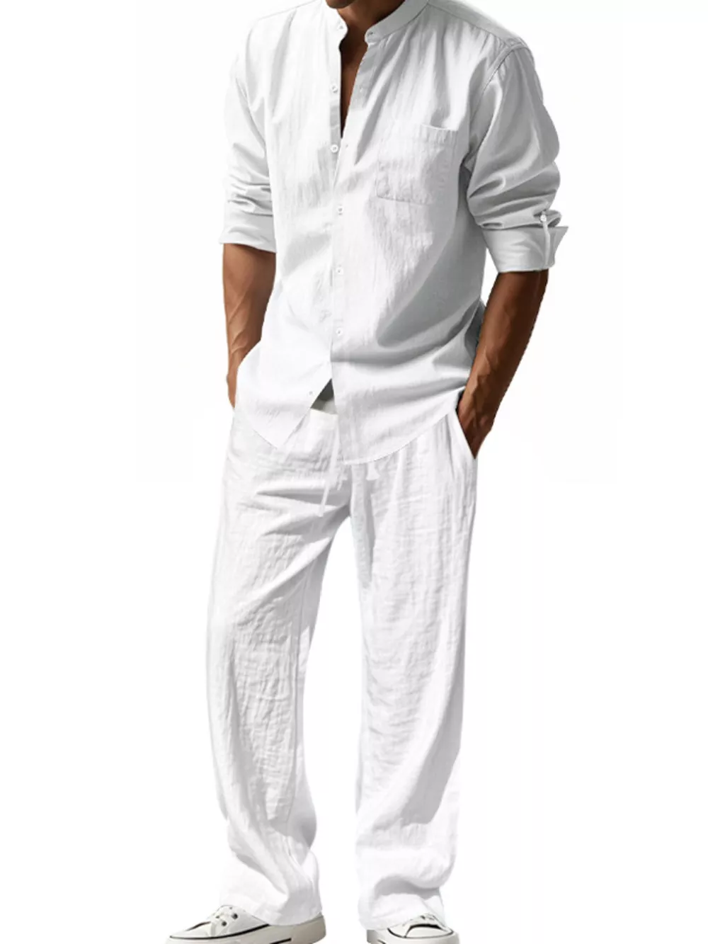 Men's Full Size Casual Button Up Shirt and Pants Plus Size, image 9