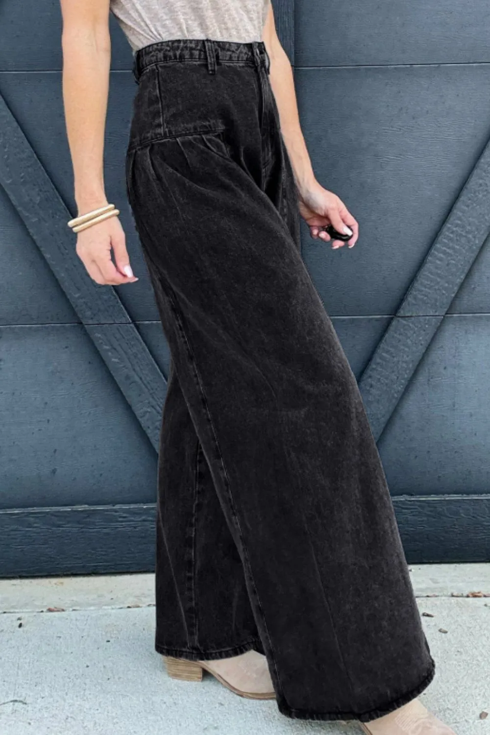 High Rise Wide Leg Jeans with Pockets, image 4