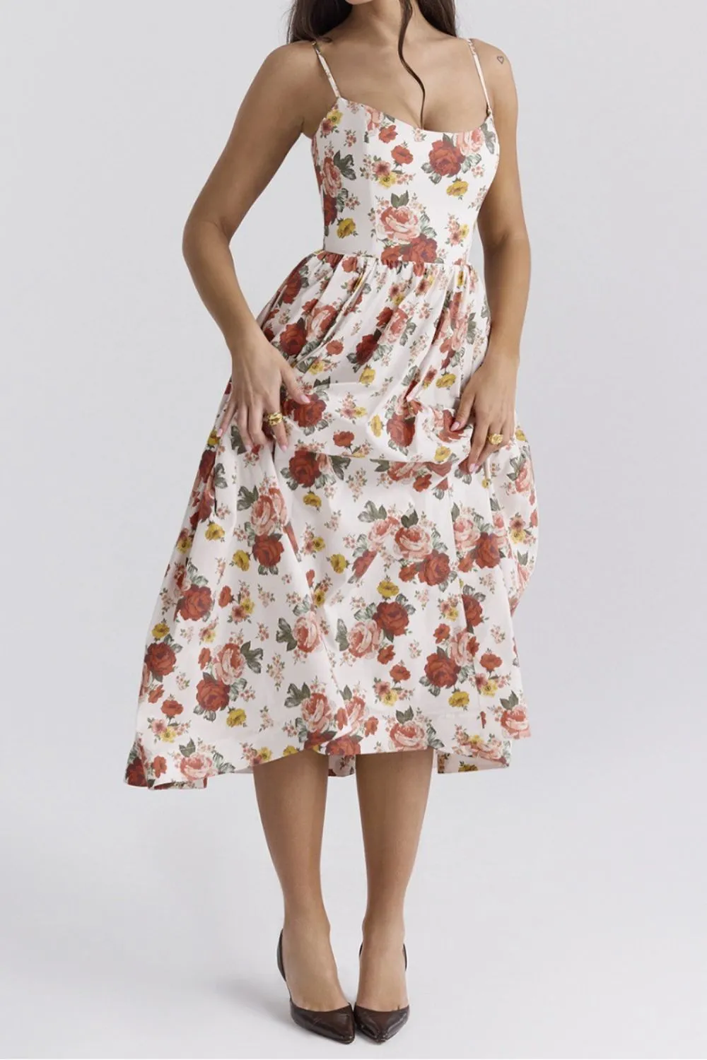 Floral Print Spaghetti Strap Midi Dress, image 13