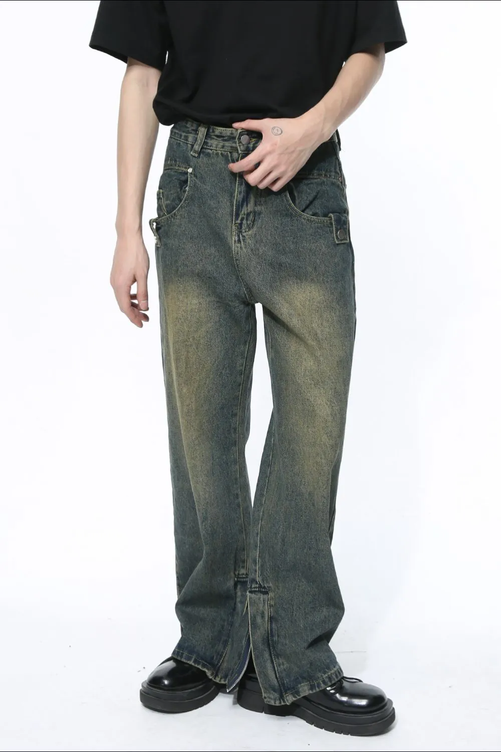 Side Slit Jeans with Pockets, image 4