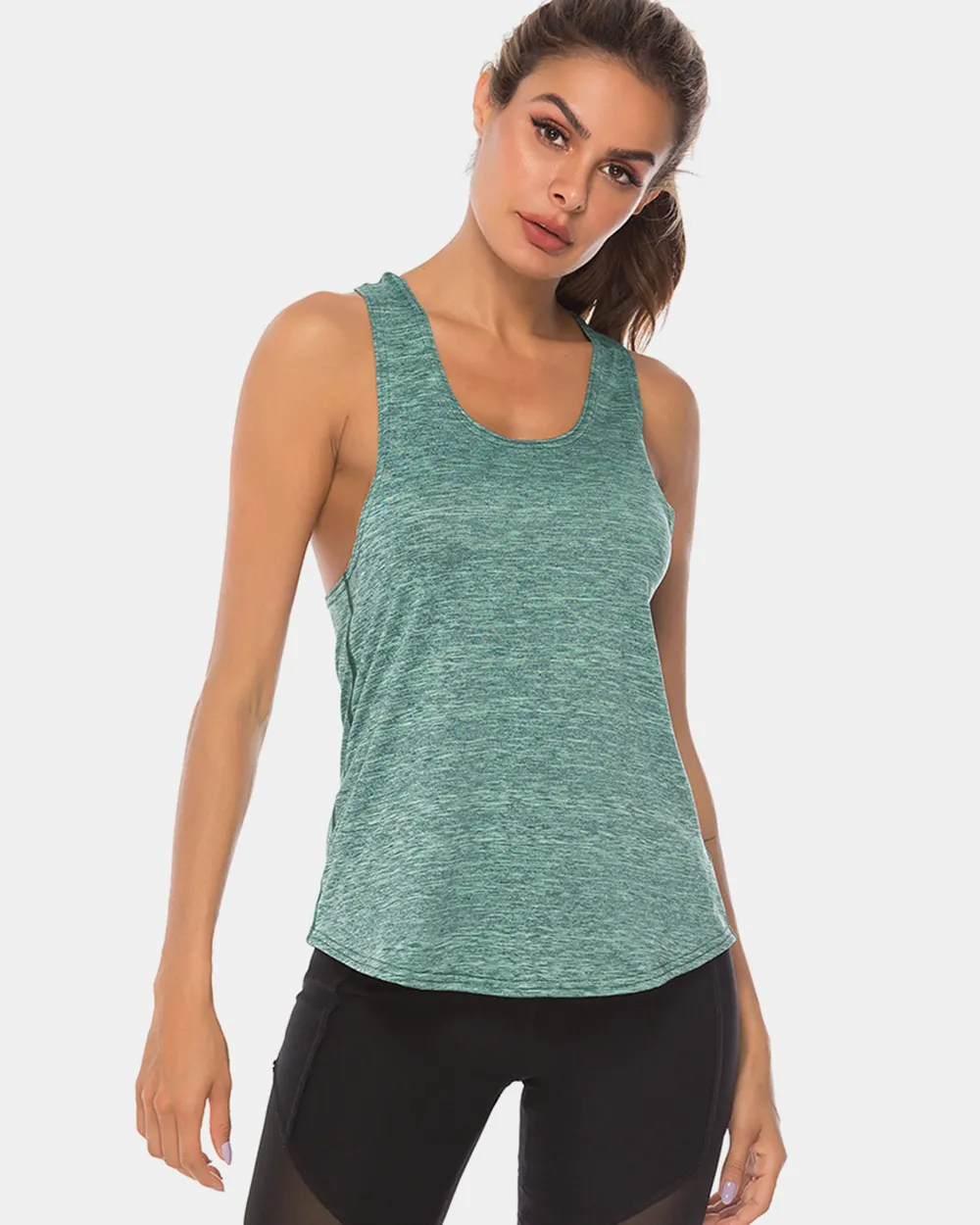 Full Size Scoop Neck Wide Strap Active Tank, image 8