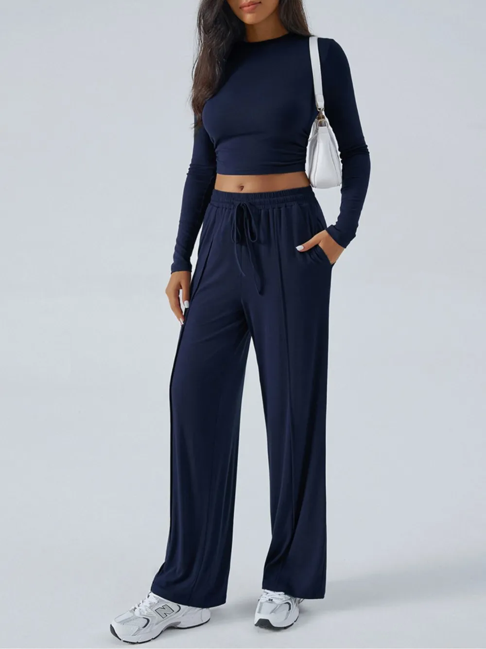 Round Neck Long Sleeve Top and Pants Set, image 22