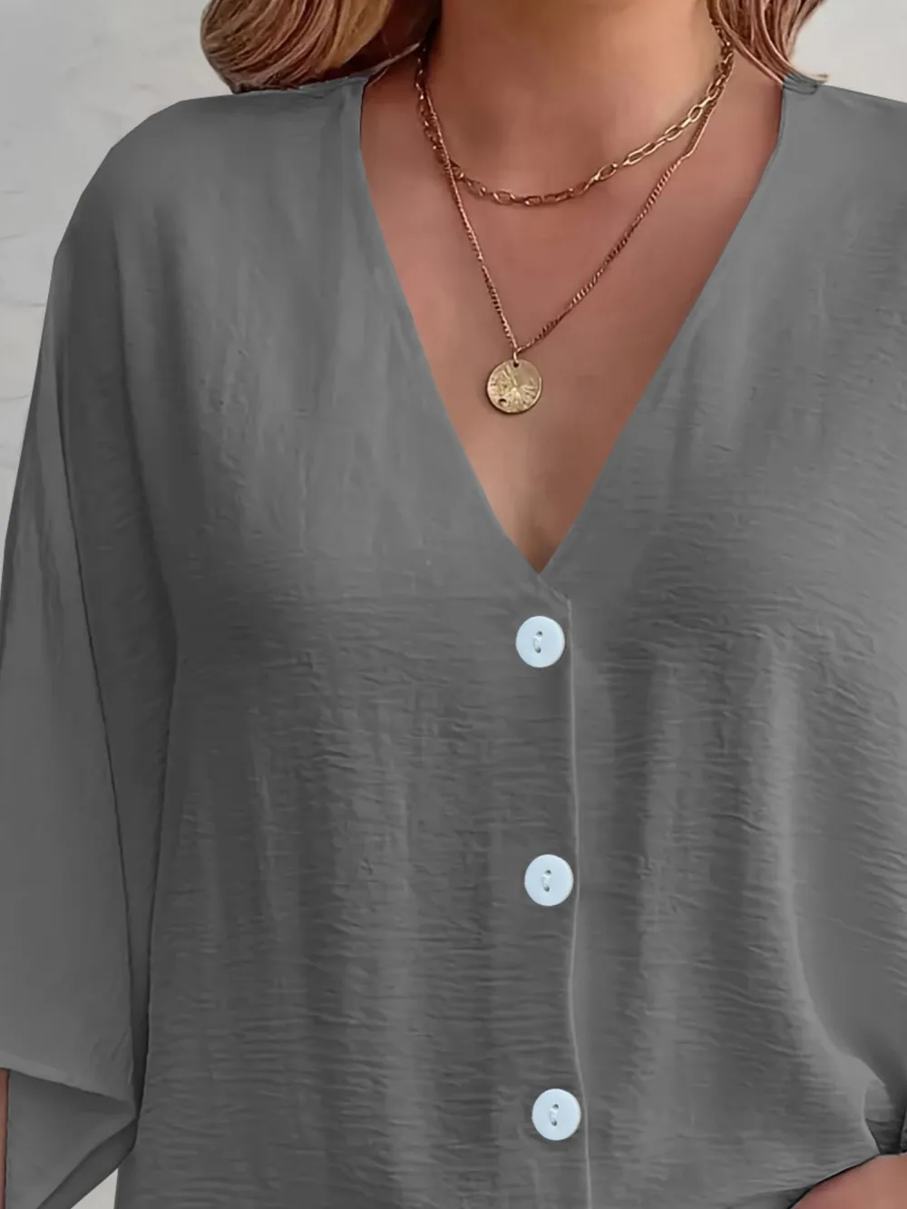 Full Size V-Neck Button Down Shirt Plus Size, image 6