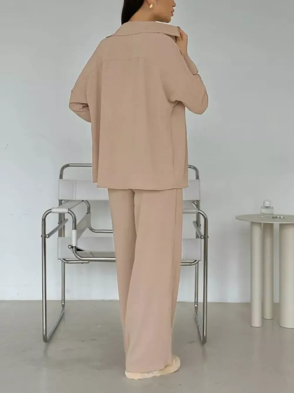 Relaxed Fit Shirt and Wide Leg Pants Set, image 21