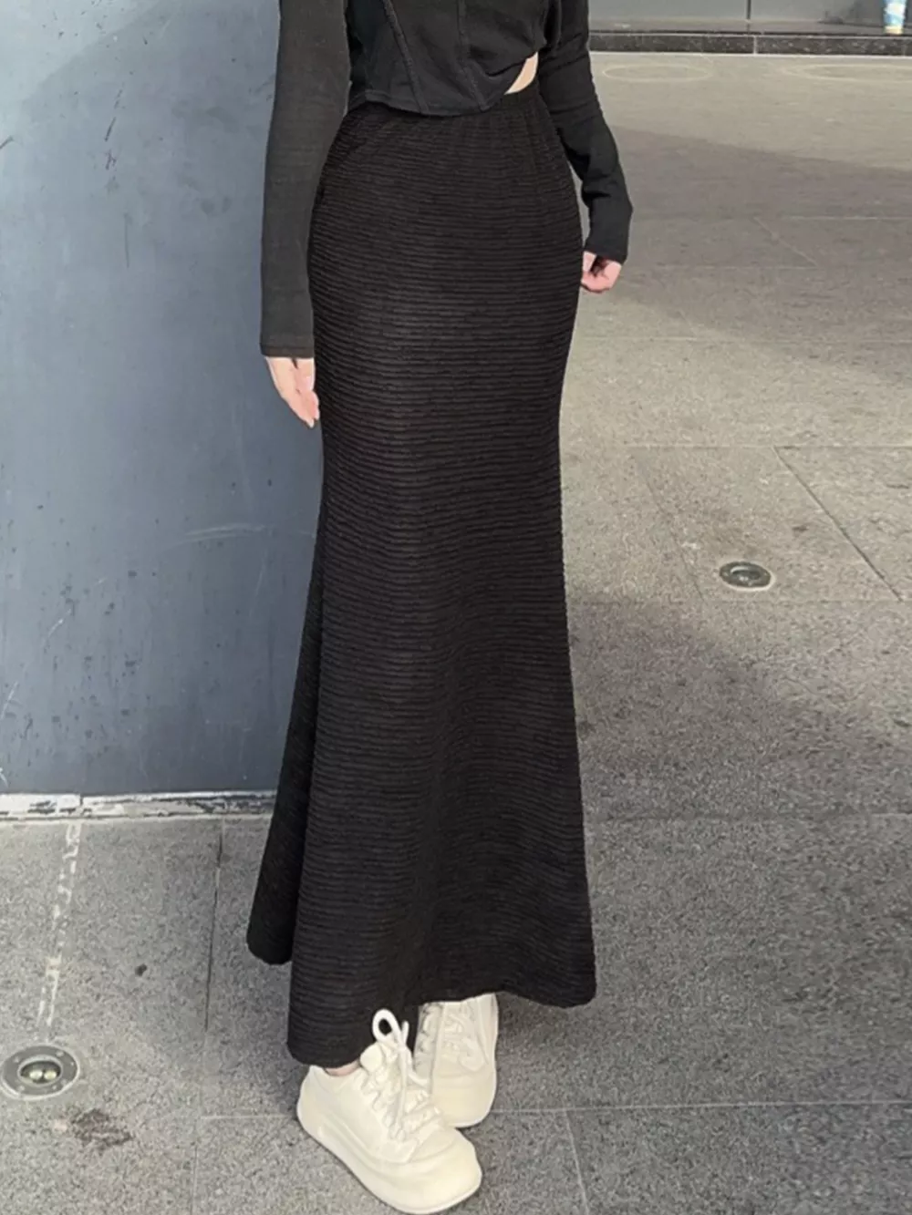 Textured Knit Mermaid Skirt, image 2