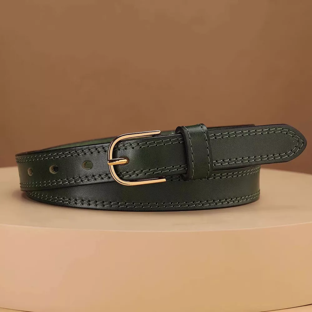 Classic Leather Belt with Golden Buckle, image 7