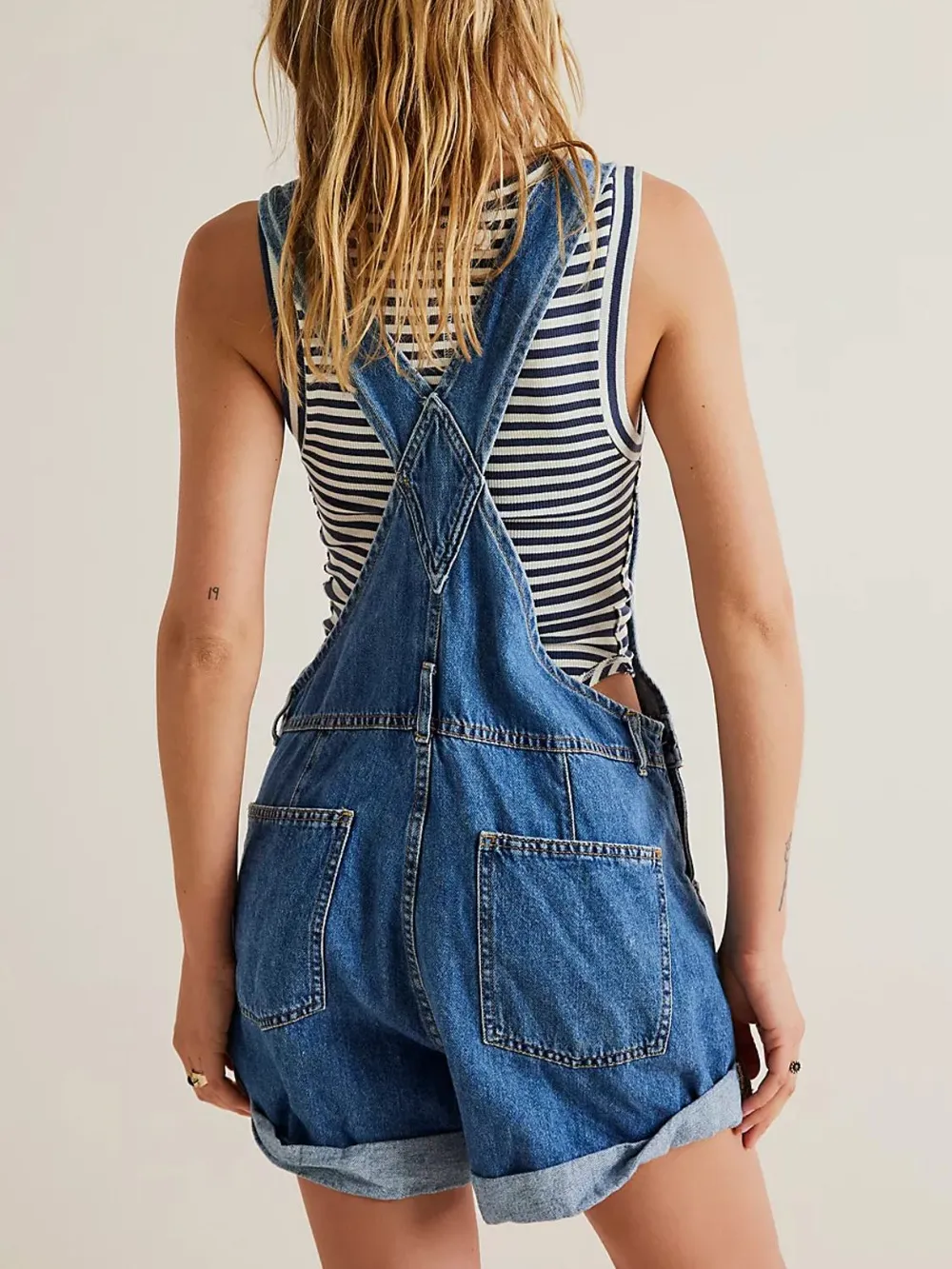 Wide Strap Square Neck Denim Overalls, image 2