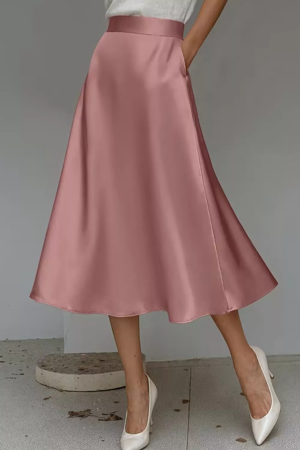 Satin A-Line Midi Skirt, image 20
