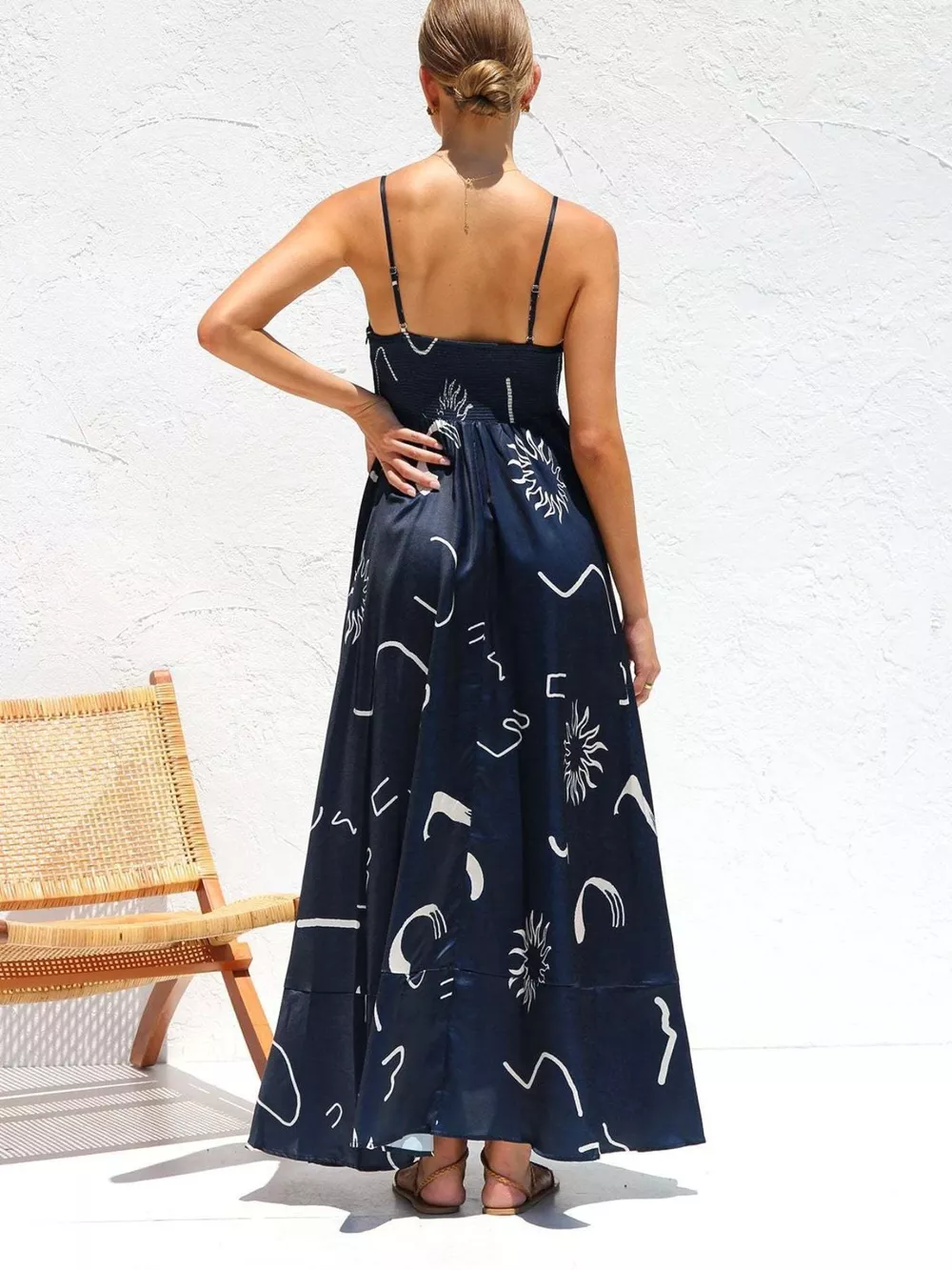 Printed Spaghetti Strap Maxi Dress, image 3