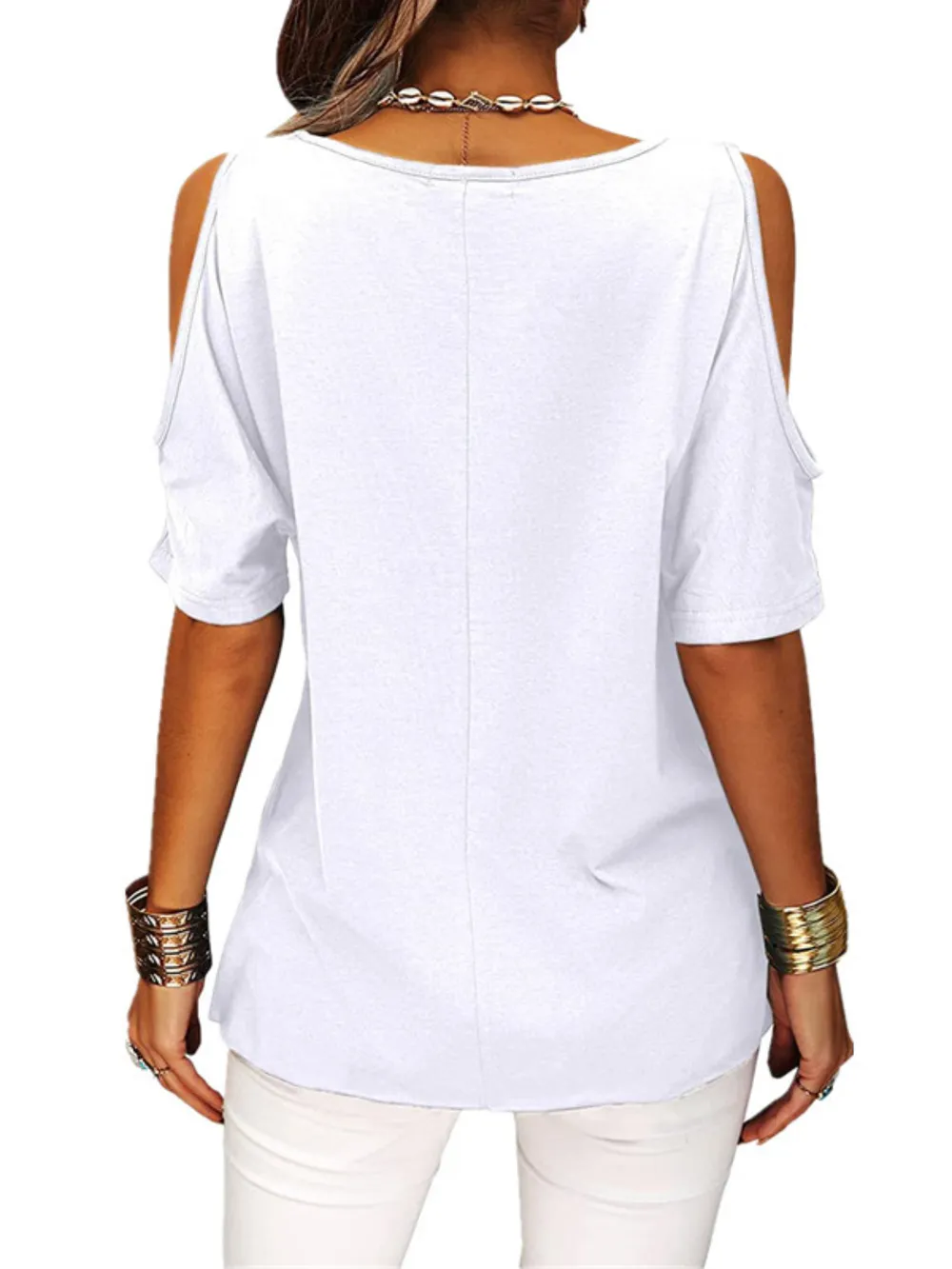 Full Size Crisscross Cold Shoulder Casual T-Shirt Plus Size, image 6