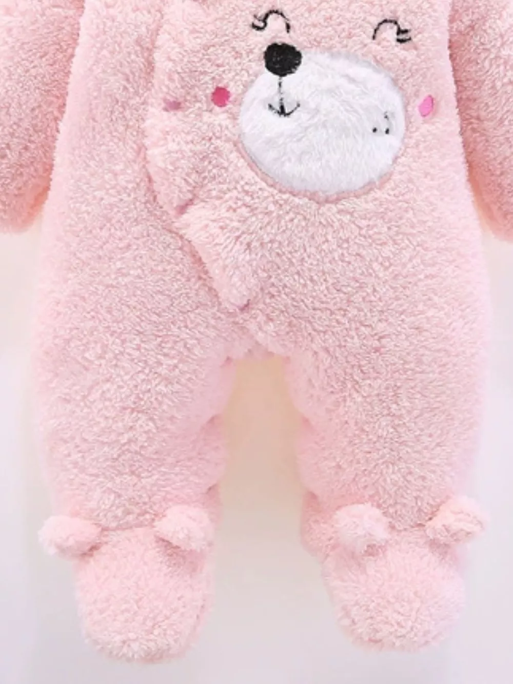 Children's Cute Bear Hooded Fleece One-Piece, image 3