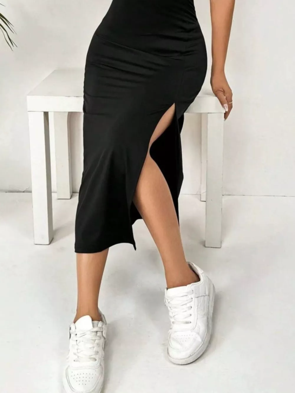 Slit Spaghetti Strap Midi Dress, image 21