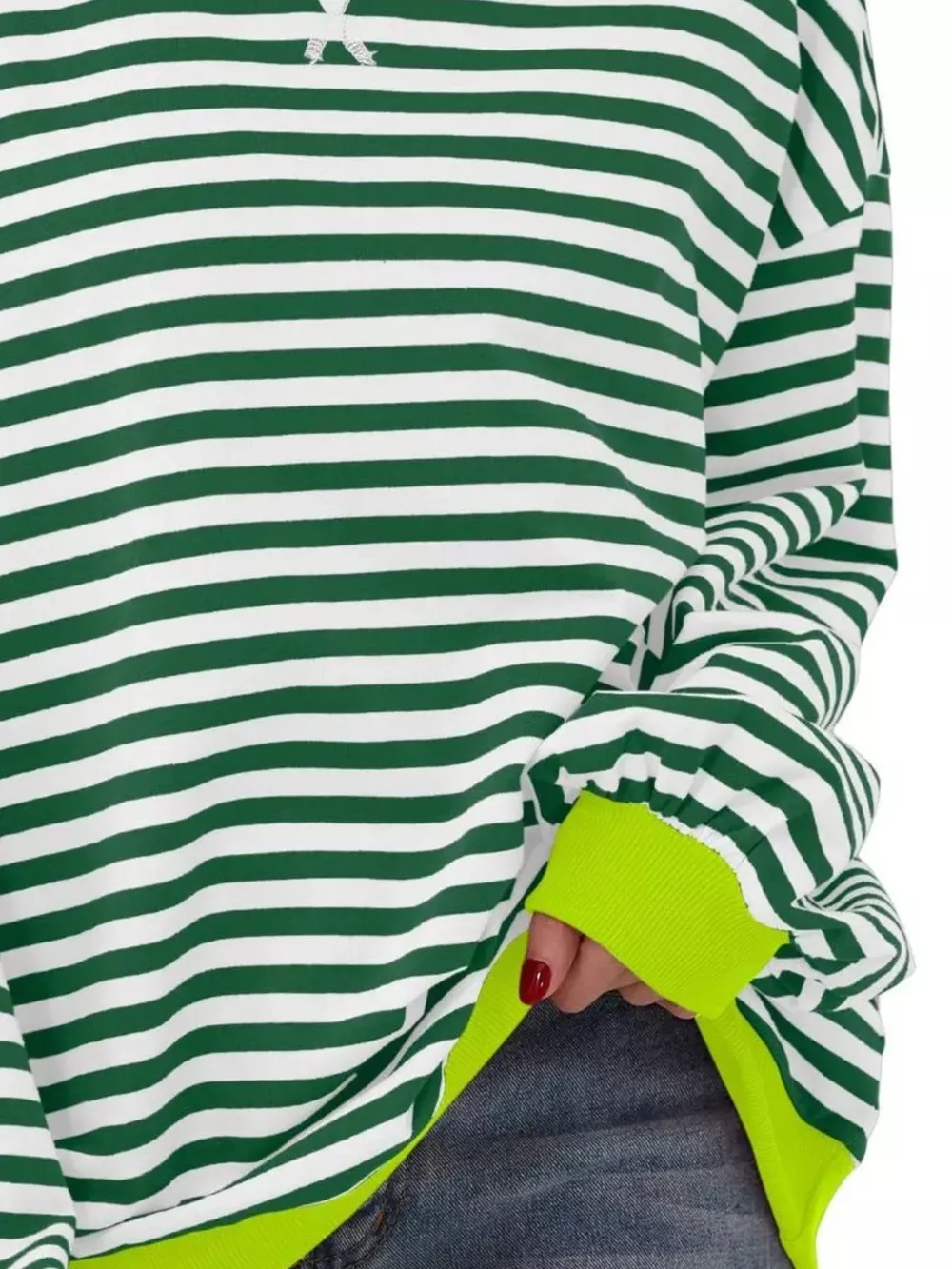 Striped Contrast Trim Oversized Sweatshirt, image 10