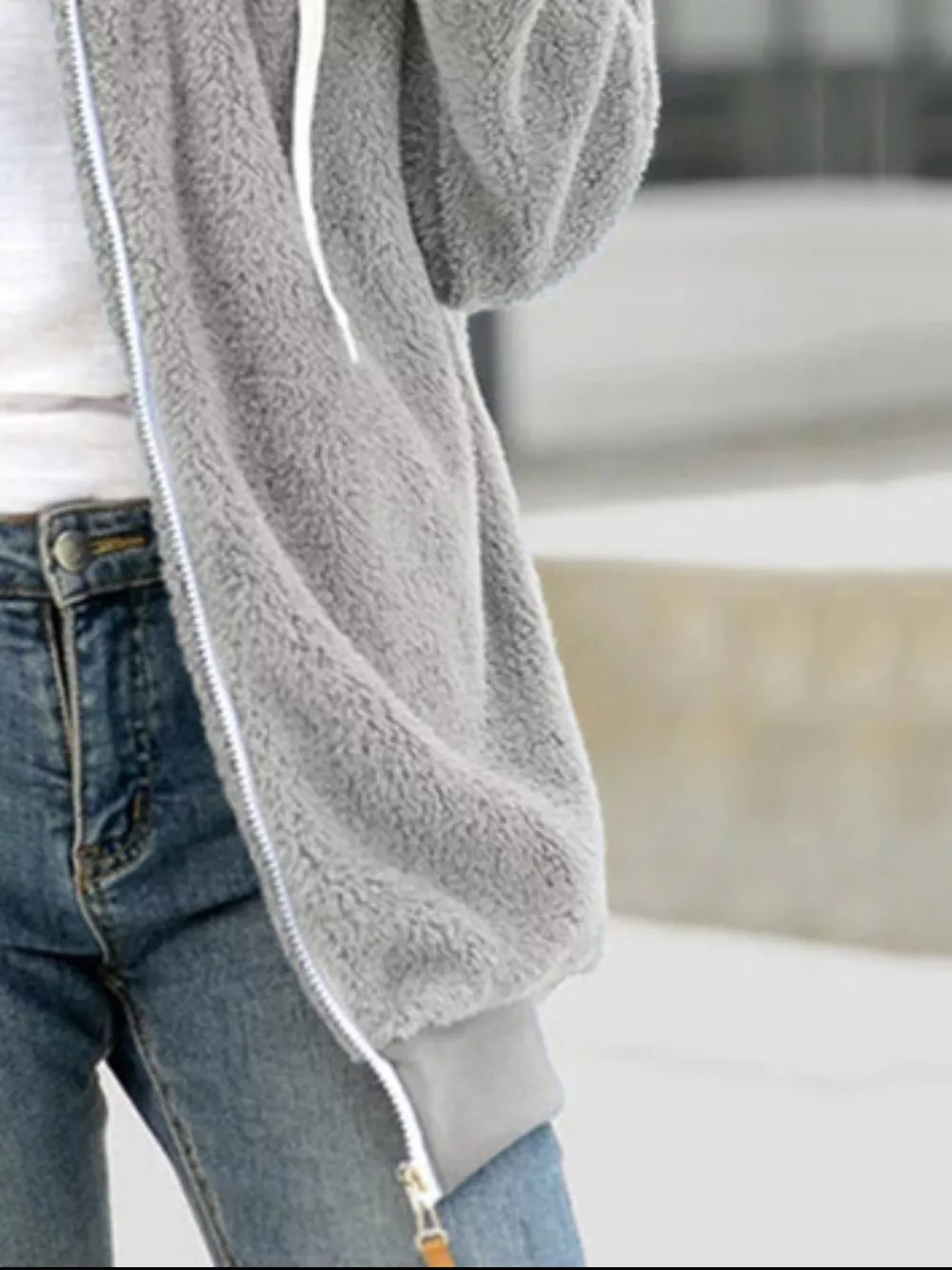 Full Size Cozy Fleece Zip-Up Hooded Jacket Plus Size, image 8