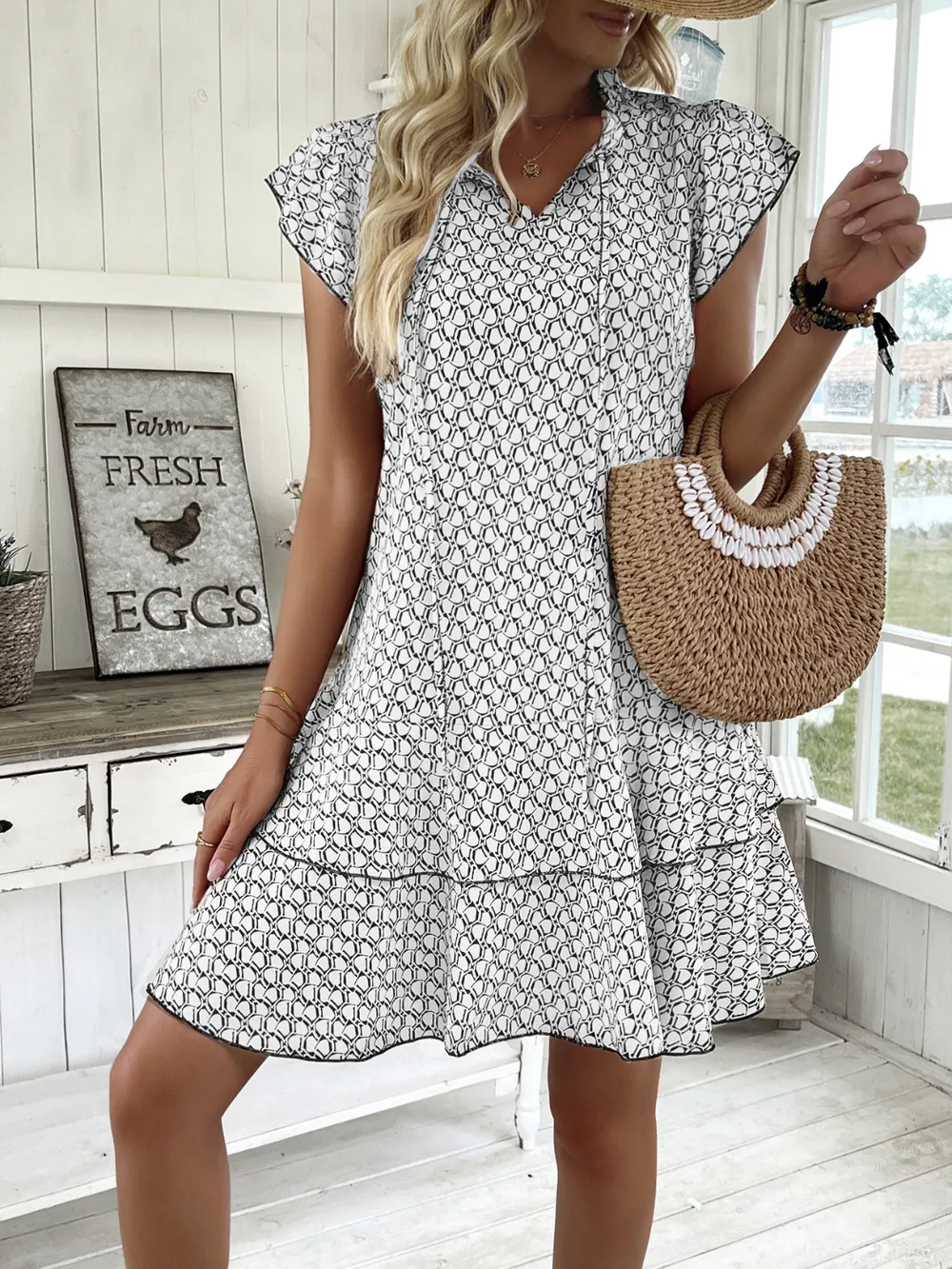 Full Size Ruffled Layered Printed Mini Dress Plus Size, image 4