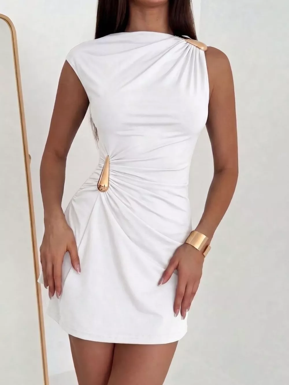 Ruched Asymmetrical Sleeveless Mini Dress, image 12