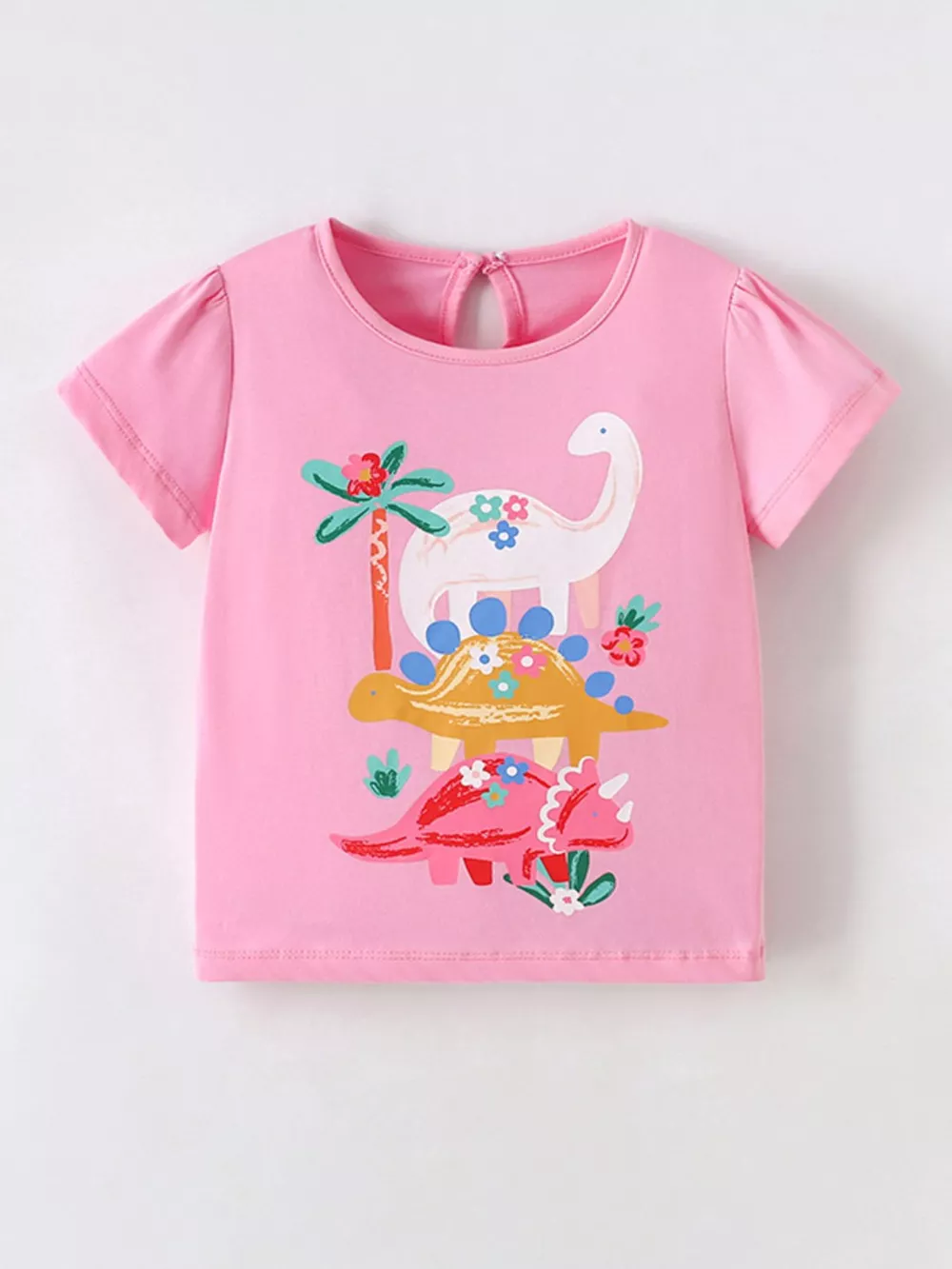 Children's Cute Dinosaur Graphic Short Sleeve T-Shirt