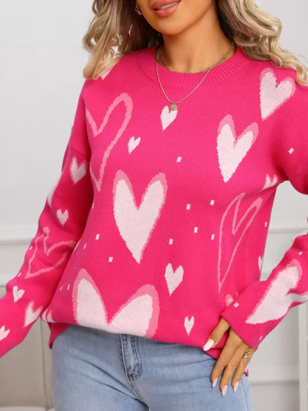 Valentine's Day Heart Crew Neck Sweater, image 6