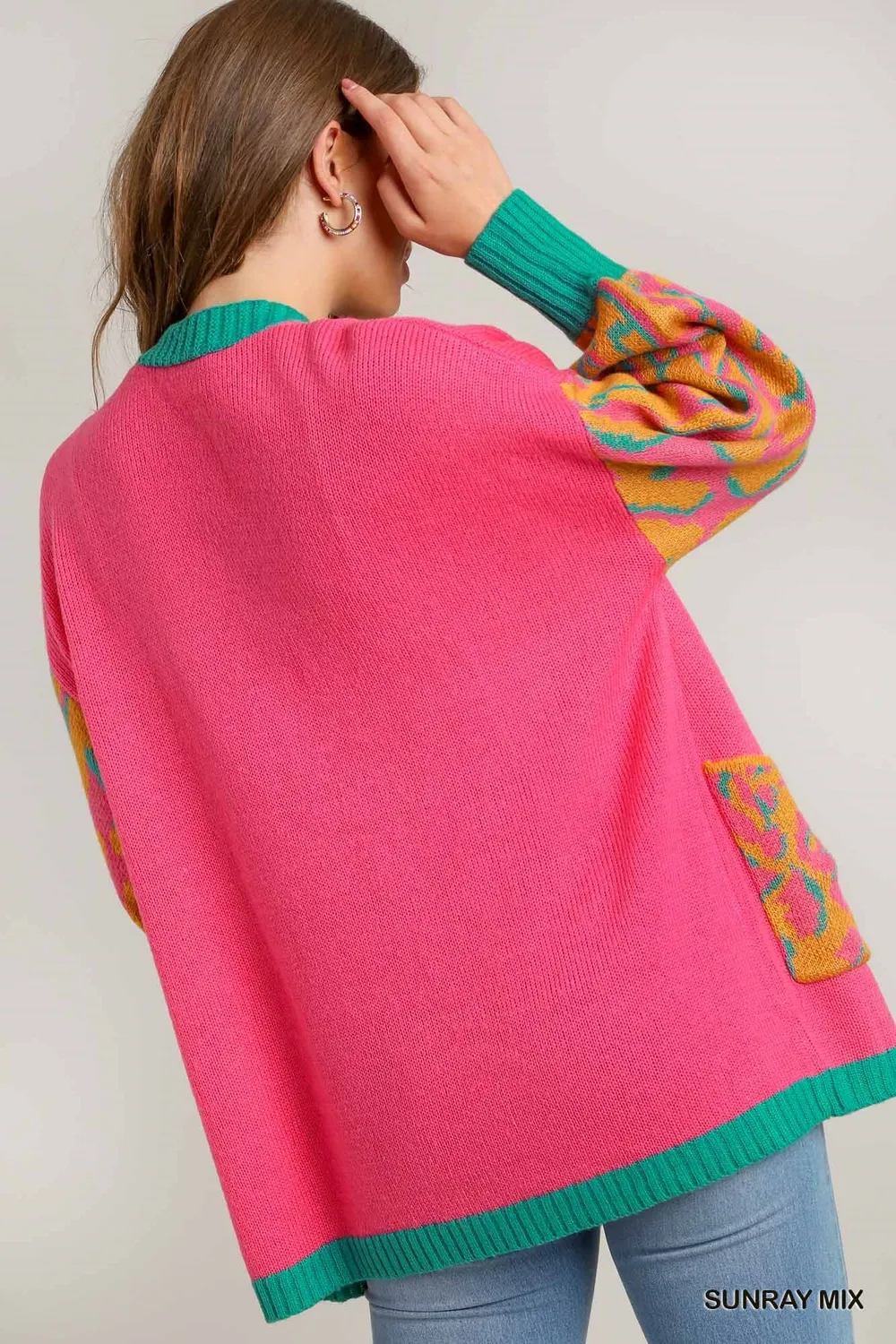 Animal Print Open Front Sweater Cardigan, image 3