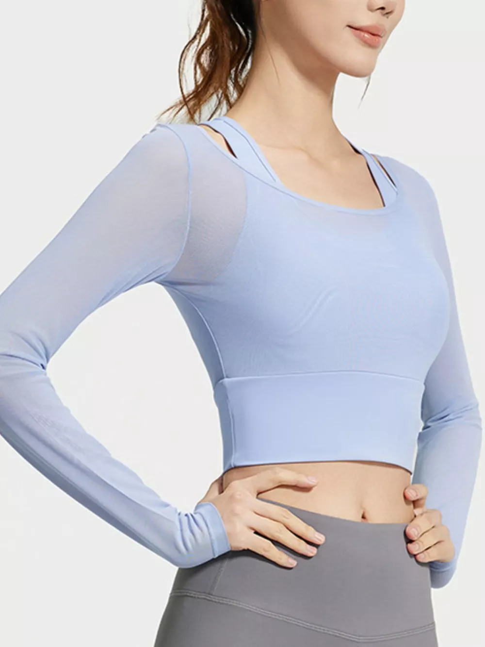 Long Sleeve Active T-Shirt with Built-in Bra, image 3