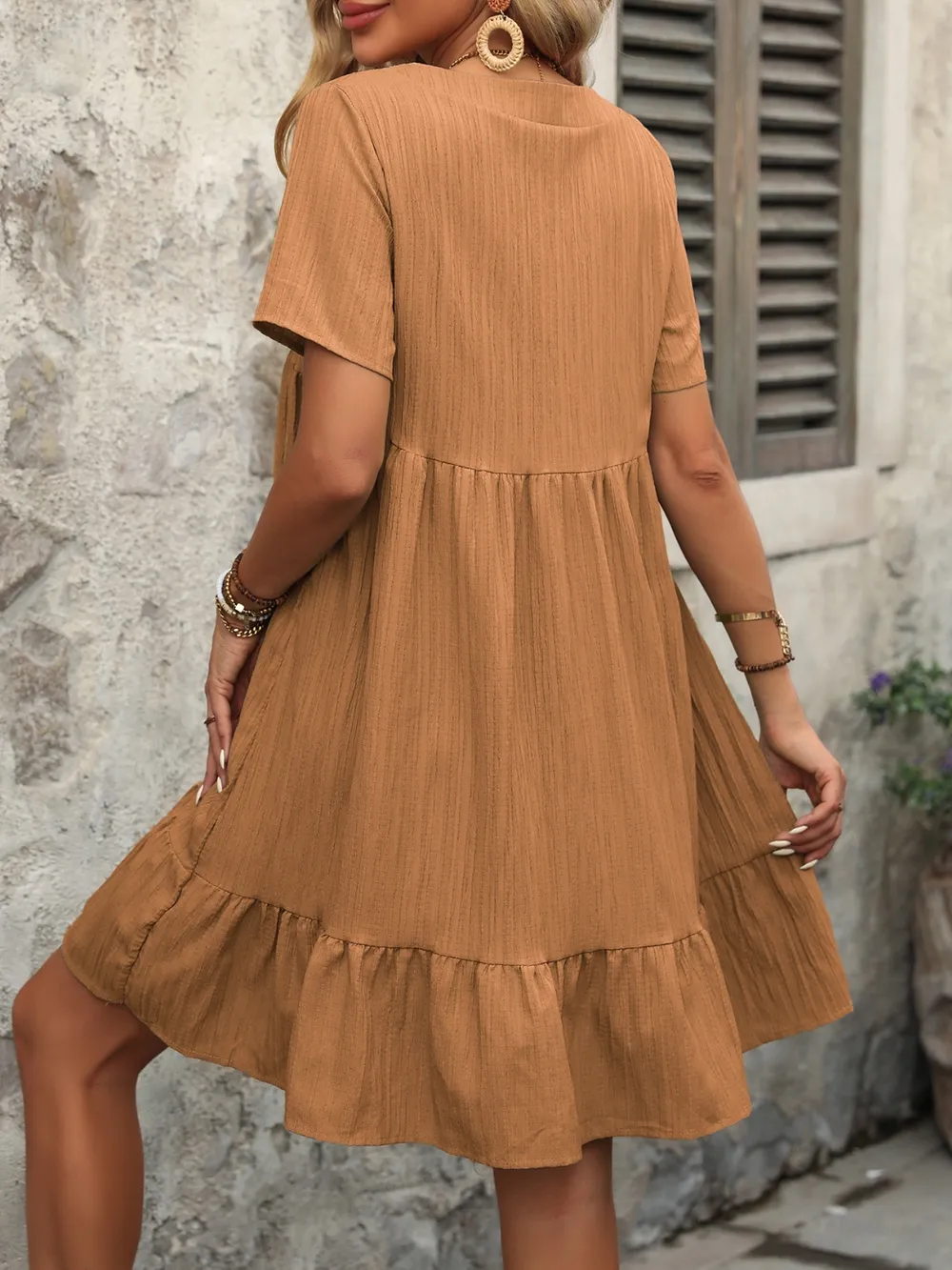 V-Neck Short Sleeve Mini Dress, image 9