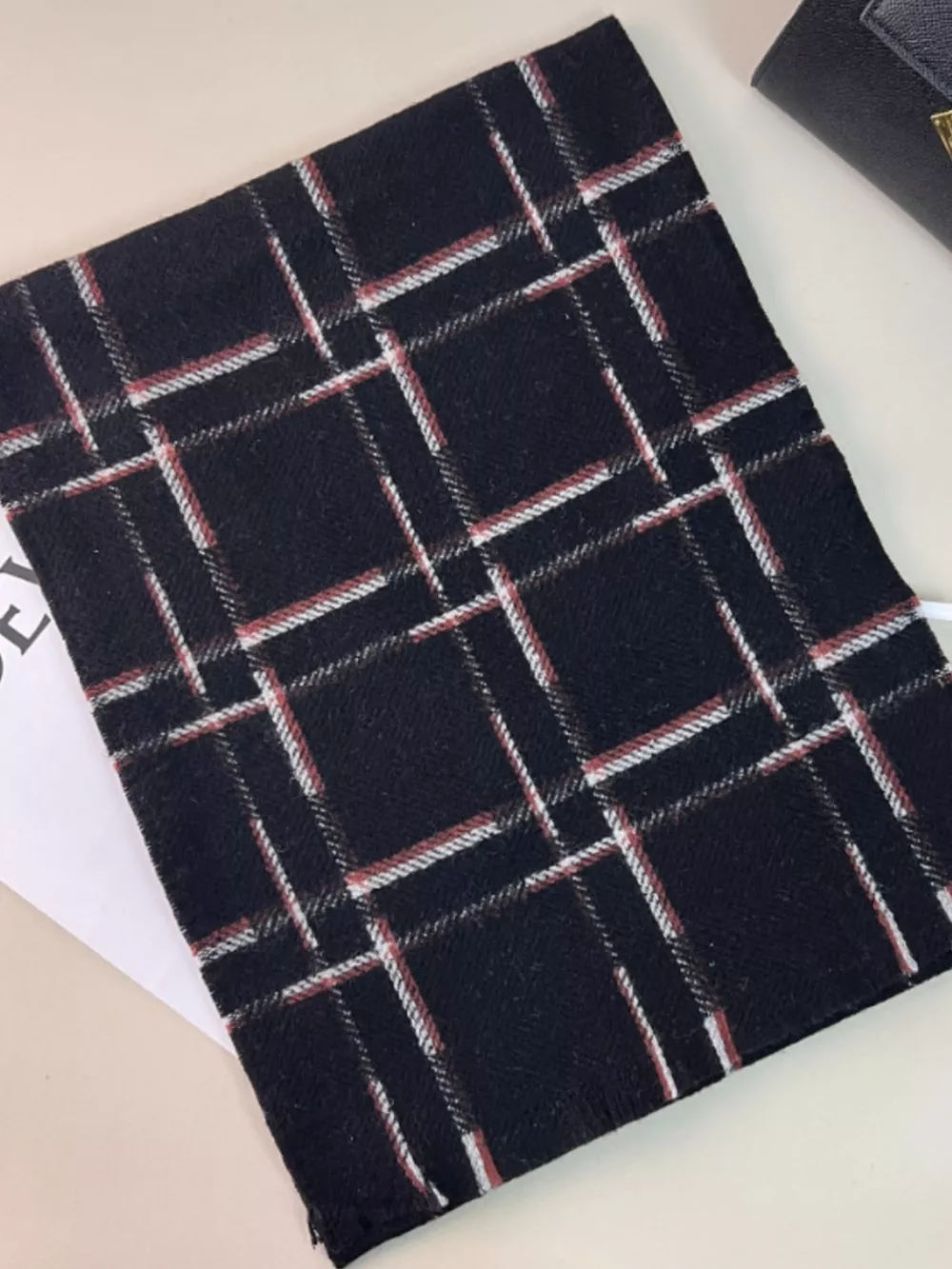 100% Wool Raw Hem Plaid Scarf, image 7