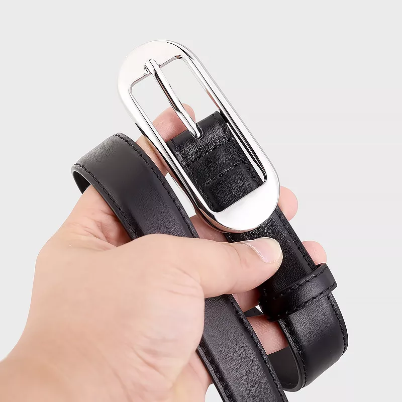 Leather Skinny Belt with Buckle, image 4