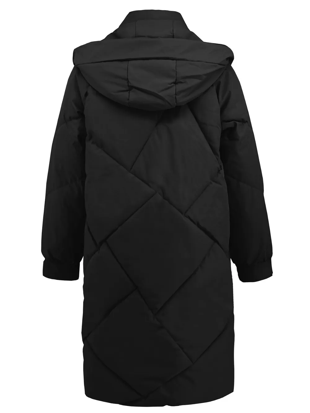 Long Sleeve Longline Hooded Winter Coat with Pockets, image 4