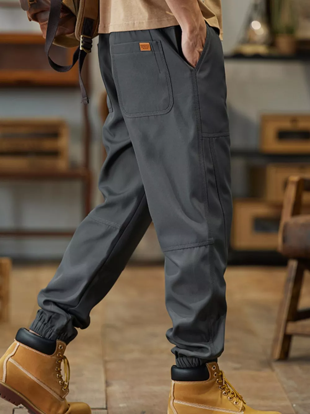 Men's Plus Size Elastic Waist Joggers, image 5
