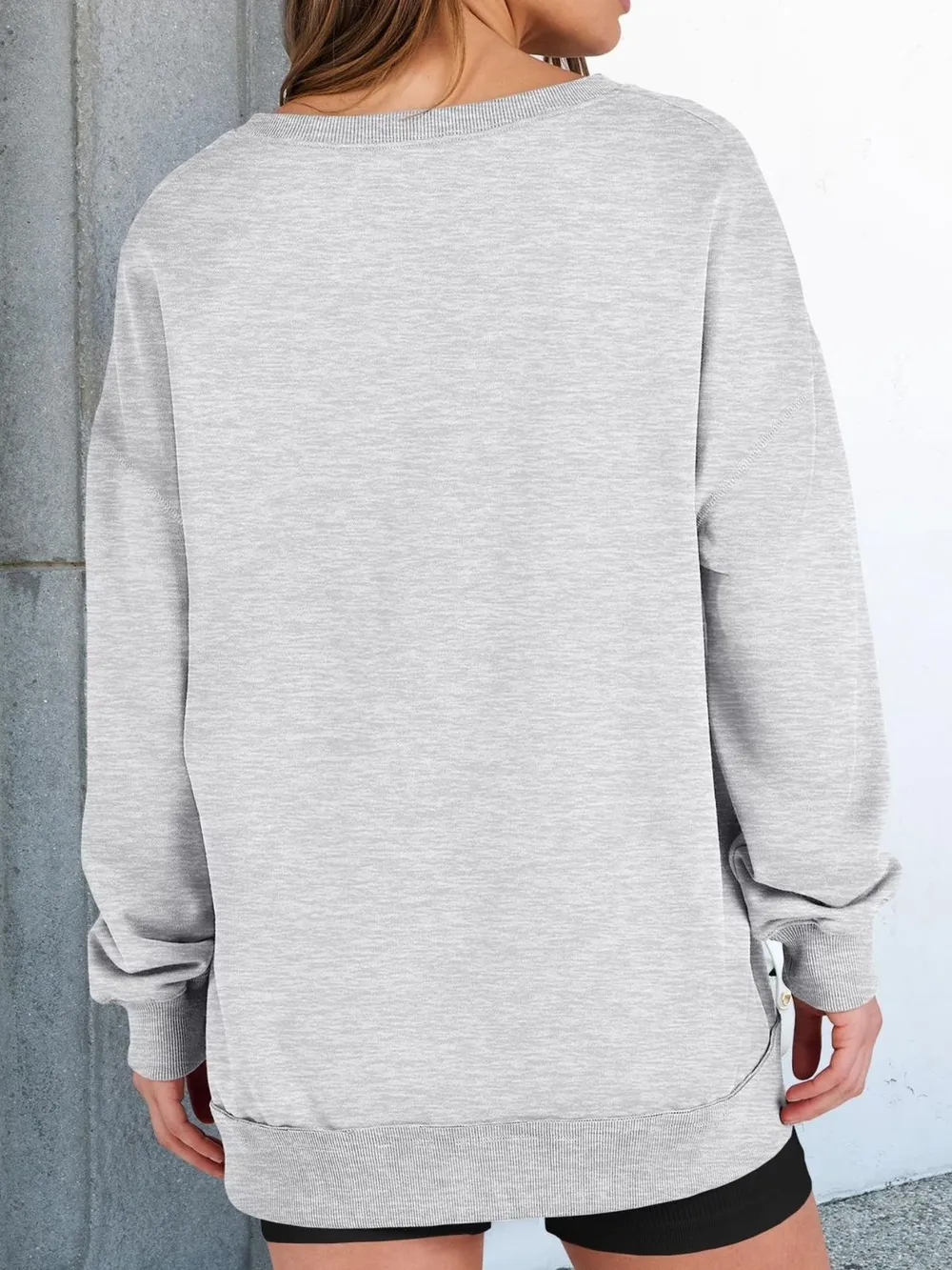 Notched Long Sleeve Oversized Sweatshirt, image 9