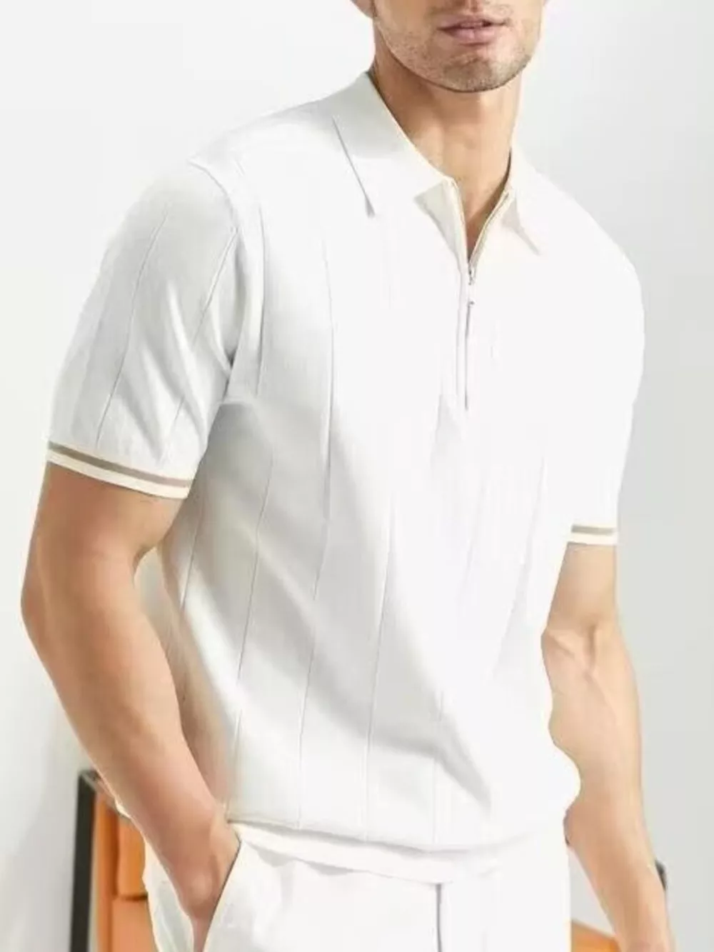 Men's Plus Size Modern Fit Zip-Up Polo Shirt, image 3