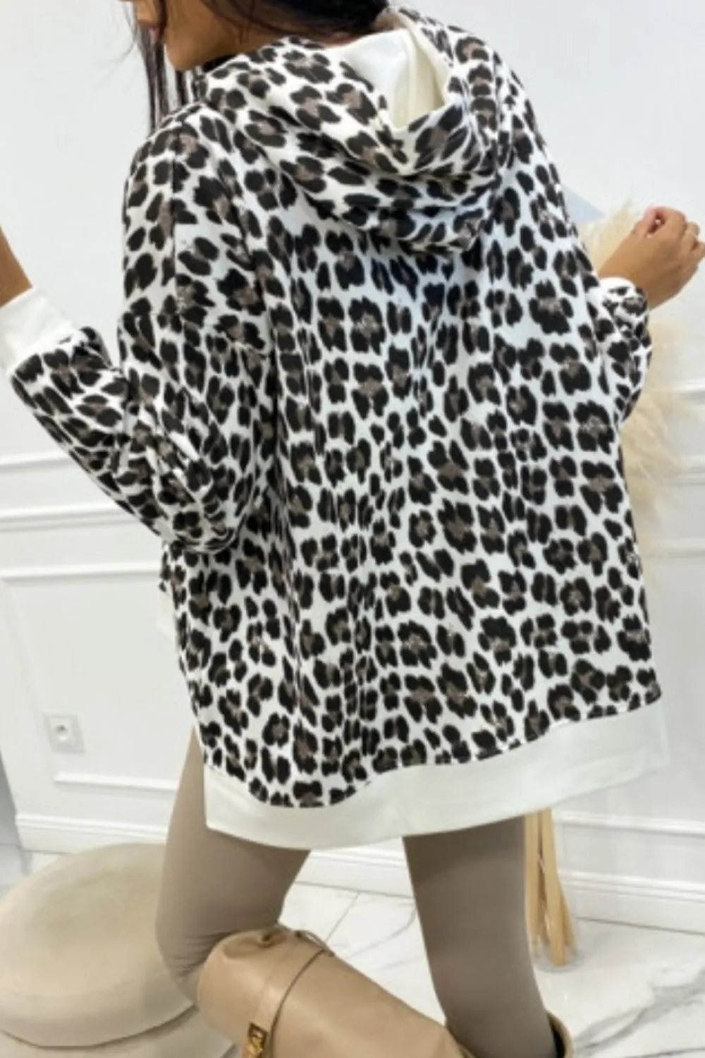 Leopard Dropped Shoulder Hoodie, image 4