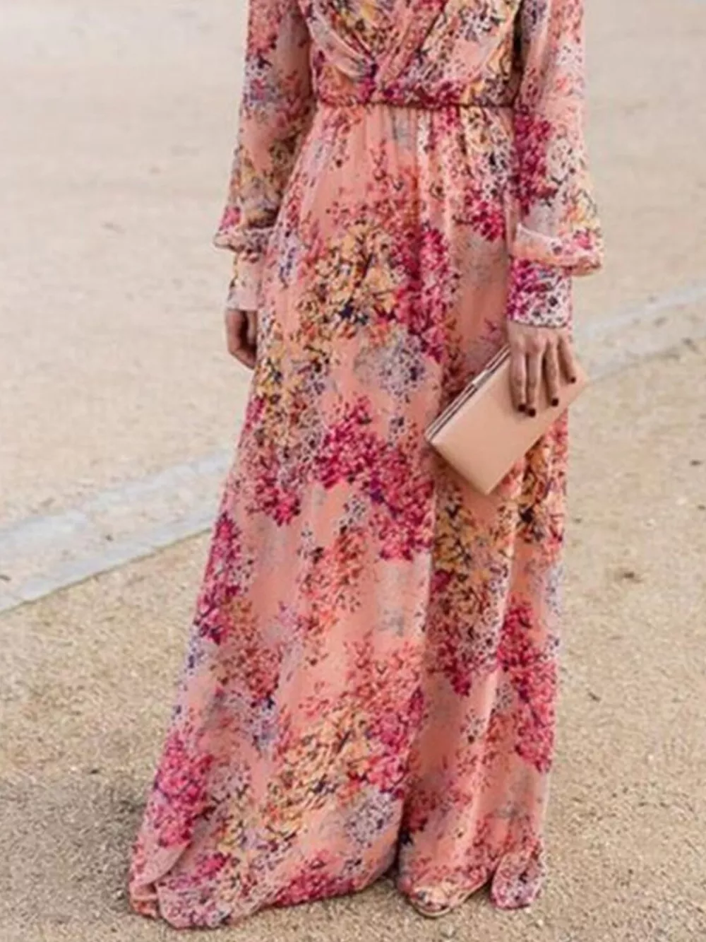 Full Size Floral Print Long Sleeve Maxi Dress Plus Size, image 2