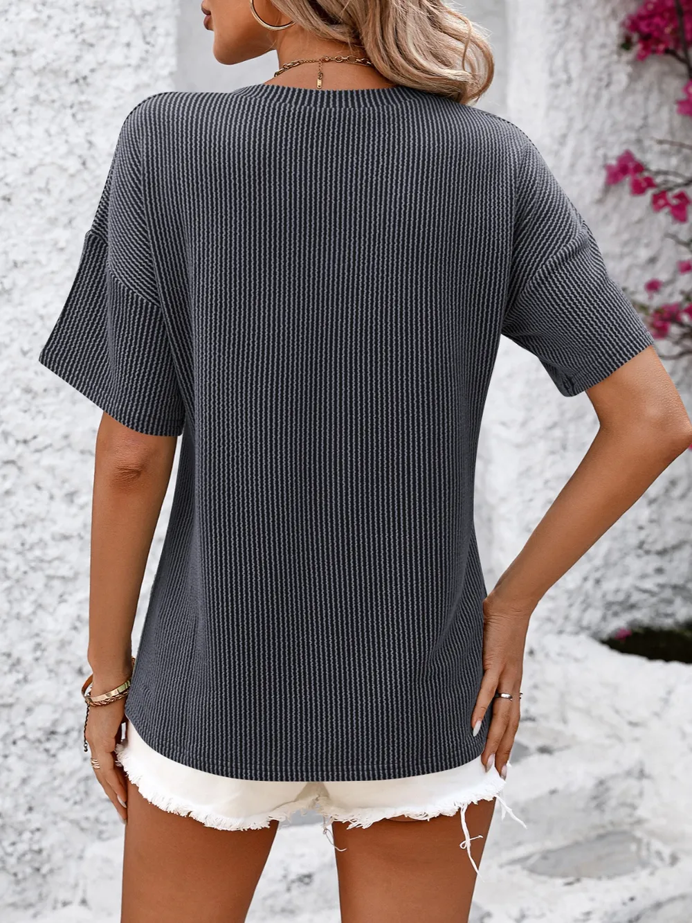 V-Neck Dropped Shoulder T-Shirt, image 11