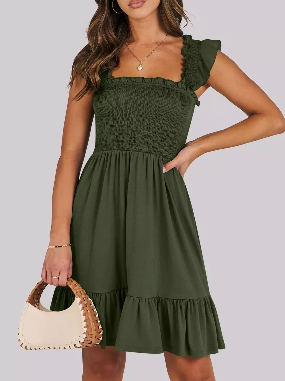 Smocked Ruffle Hem Mini Dress, image 22