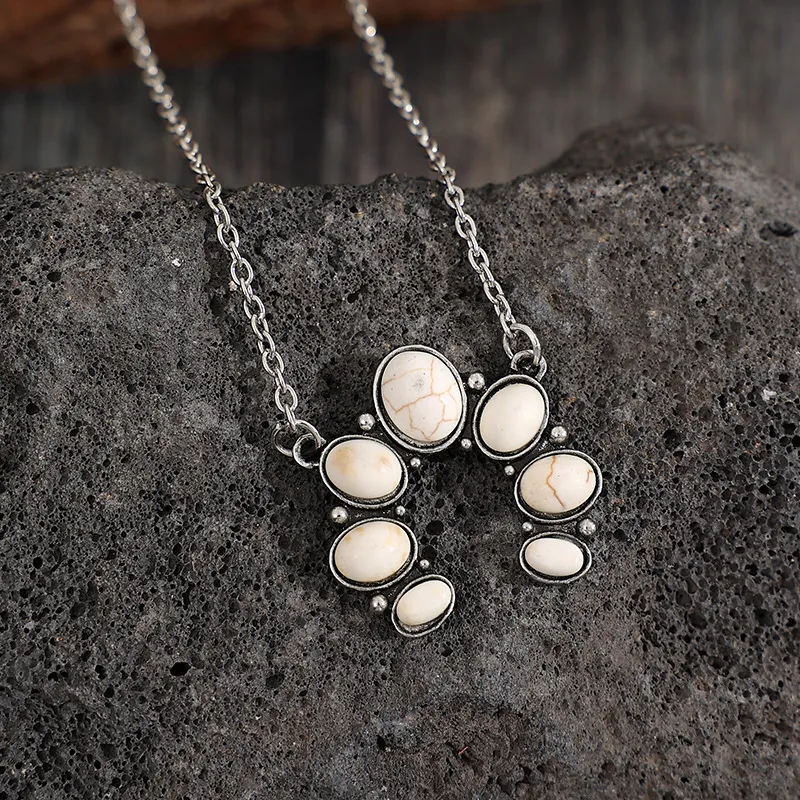 Artificial Turquoise Alloy Pendant Necklace, image 7