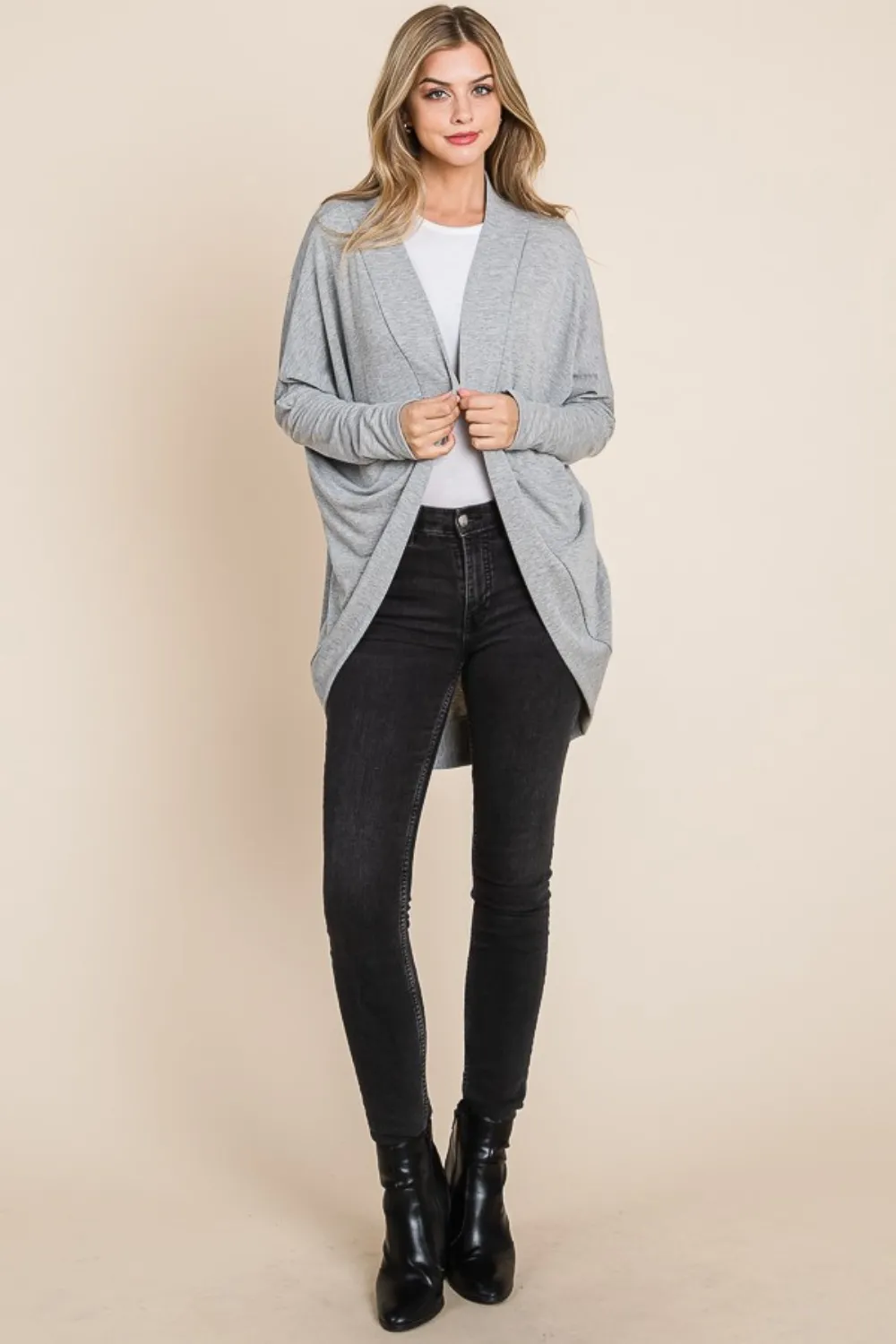 Open Front Long Sleeve Cocoon Cardigan, image 3