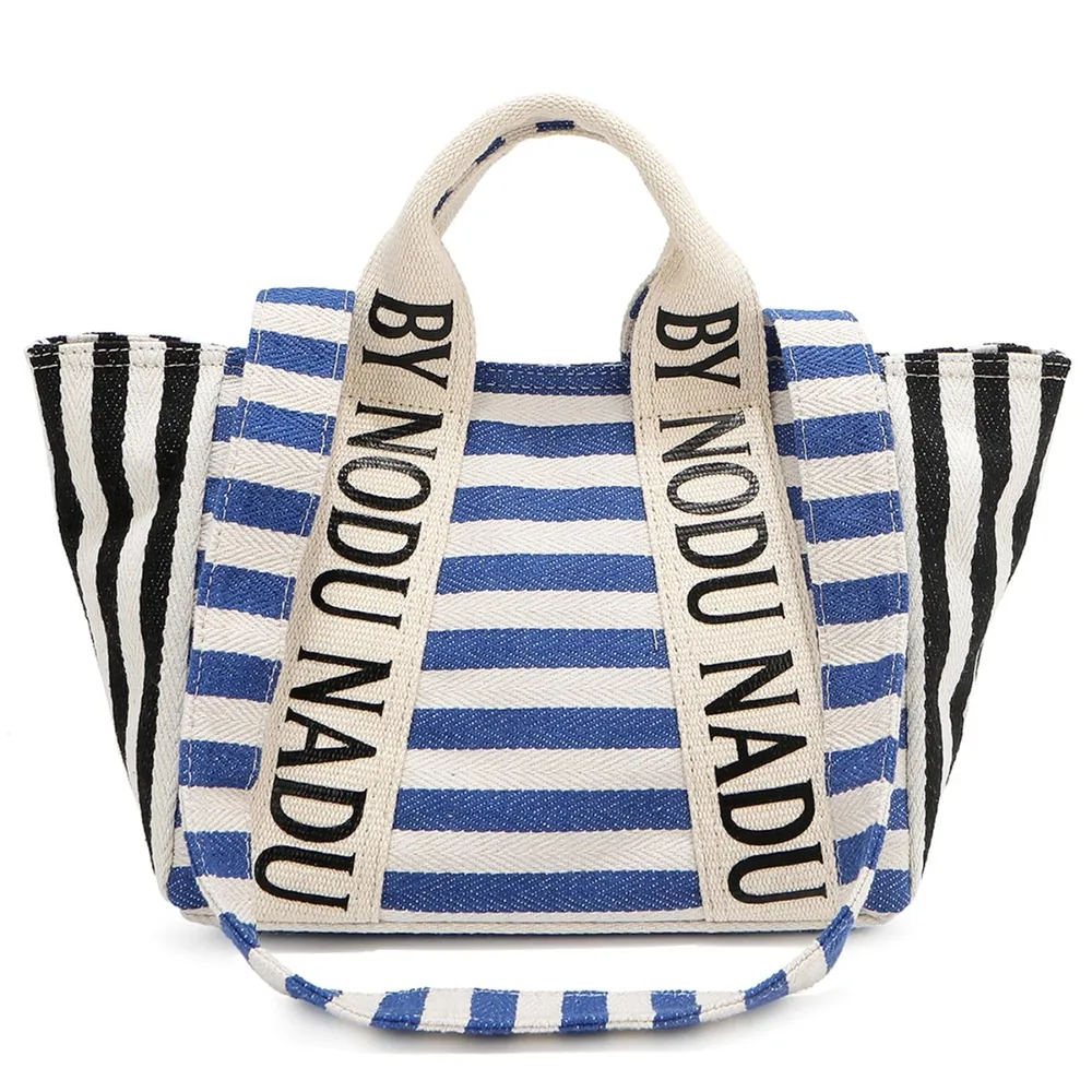 Letter Striped Tote Bag, image 3