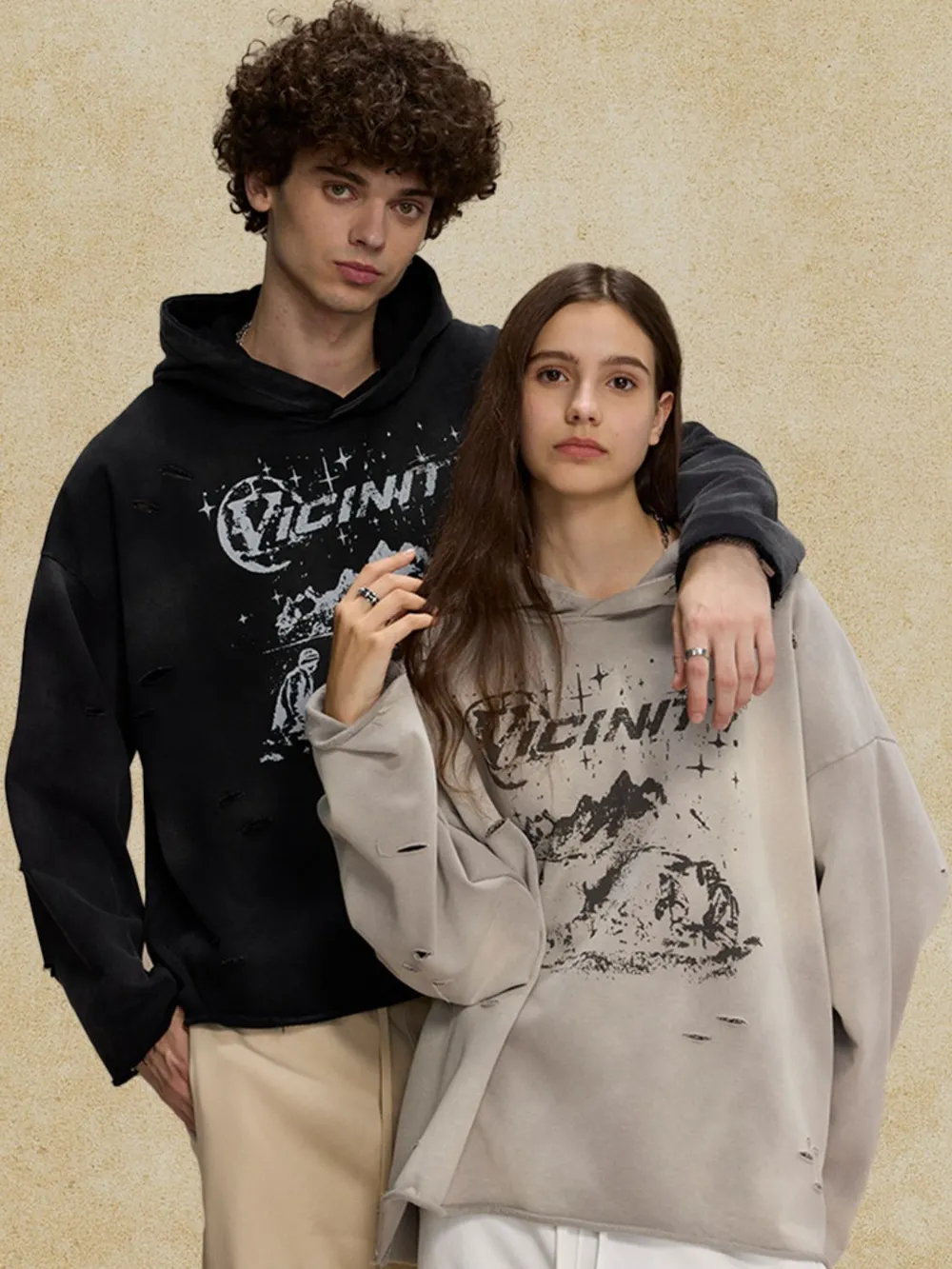 Men's Distressed Graphic Long Sleeve Hoodie, image 5