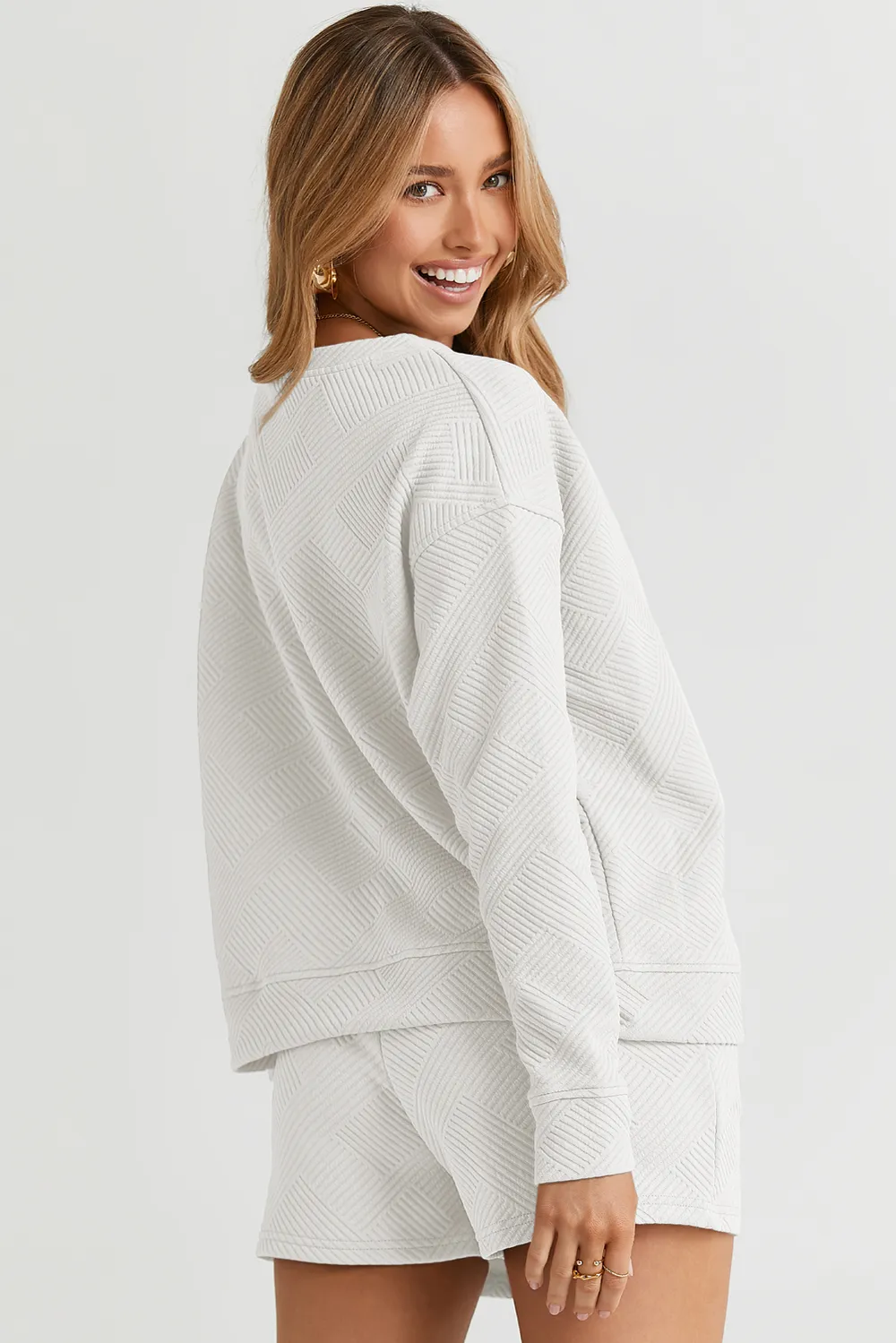 Round Neck Dropped Shoulder Top and Shorts Set, image 4