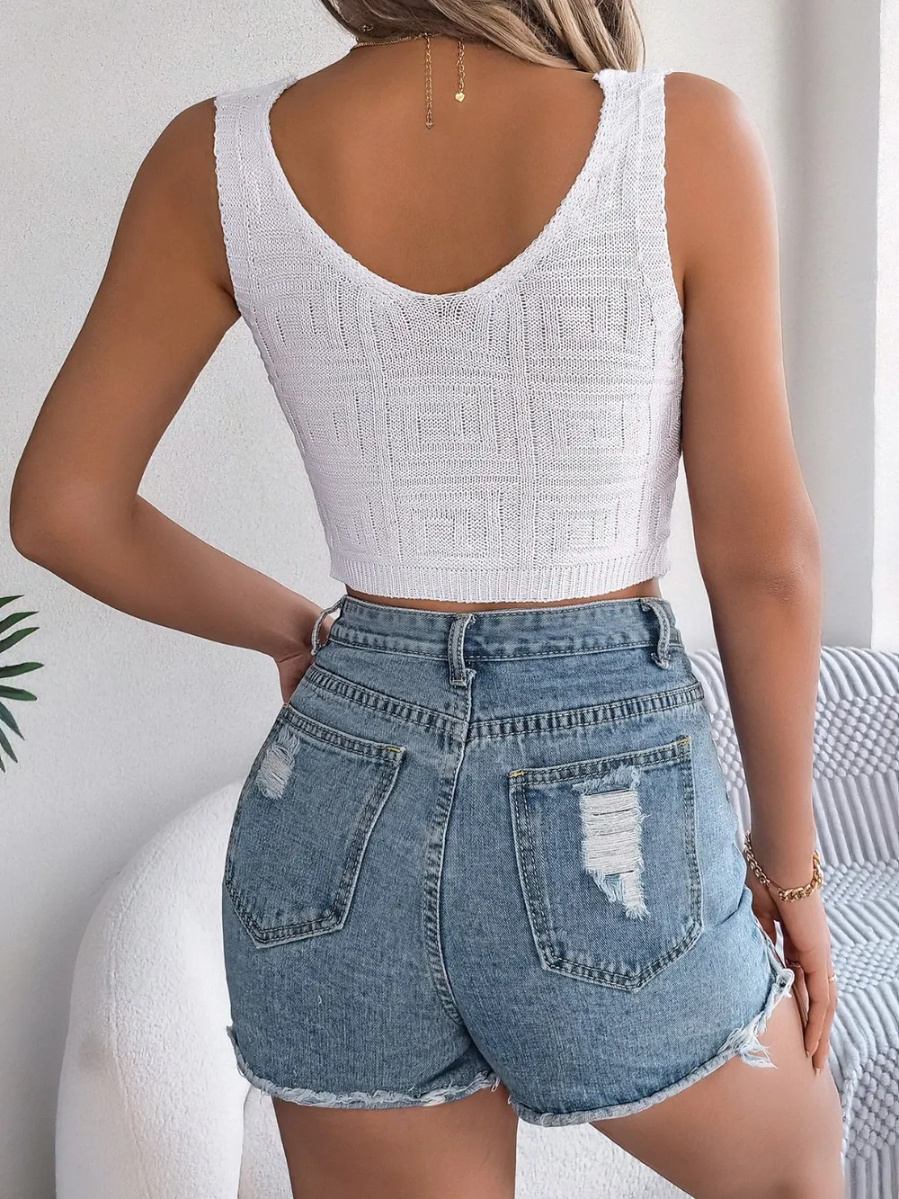 Twisted V-Neck Knit Vest, image 6