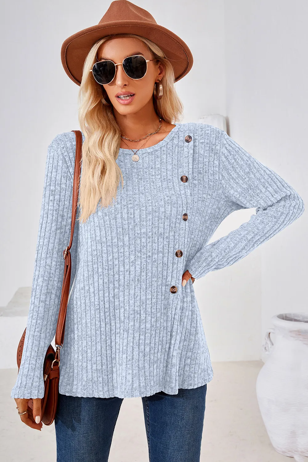 Round Neck Long Sleeve T-Shirt, image 13