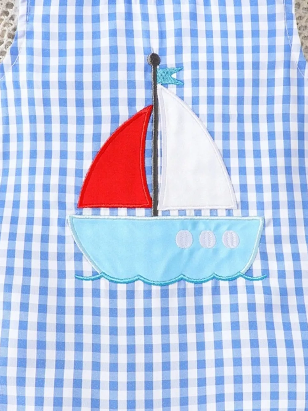 Children's Gingham Sailboat Sleeveless One-Piece, image 2