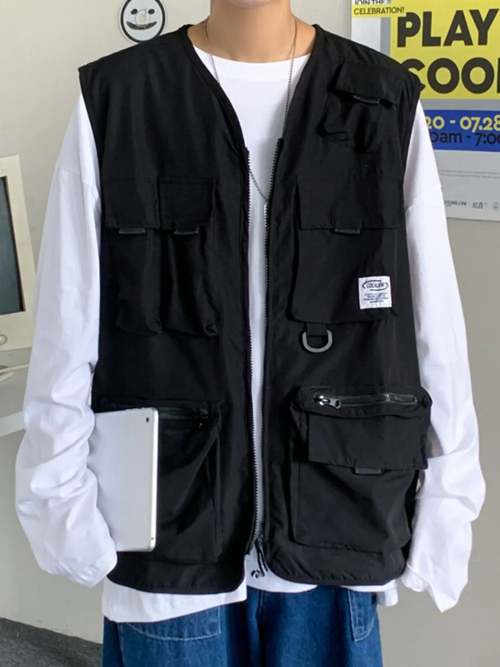 Men's Plus Size Zip Up Cargo Vest, image 5